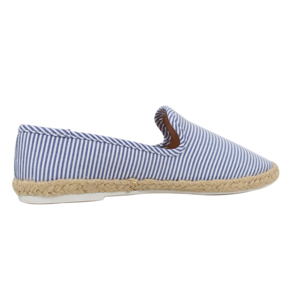 Blue Stripe Espadrille Loafer Slip On Shoes - Picture 2 of 6